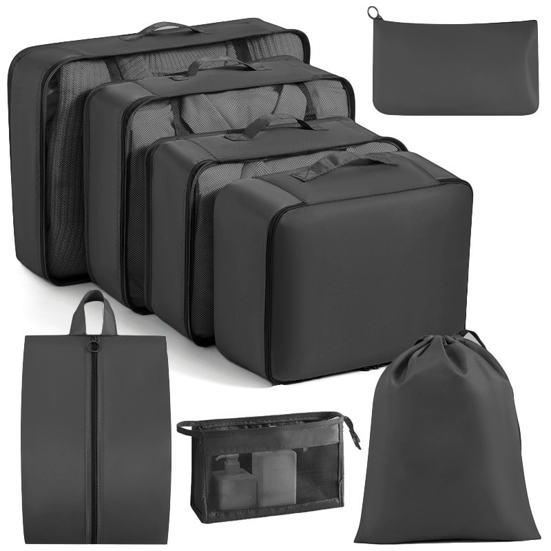 Water-Resistant Travel Packing Cubes Set - Luggage Organizers with Hanging Toiletry Bag & Shoe Pouches