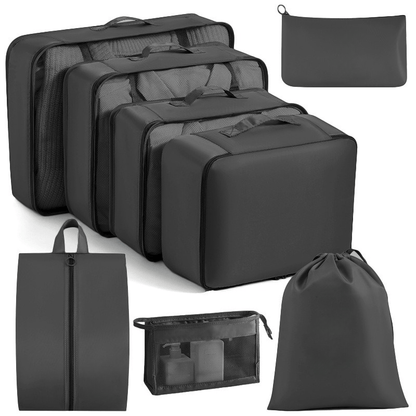 Water-Resistant Travel Packing Cubes Set - Luggage Organizers with Hanging Toiletry Bag & Shoe Pouches