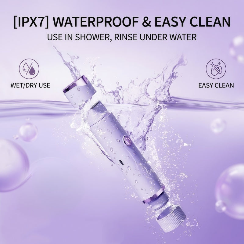 2-in-1 Cordless Women's Electric Shaver & Trimmer Set, IPX7 Waterproof, USB-C Rechargeable, Purple