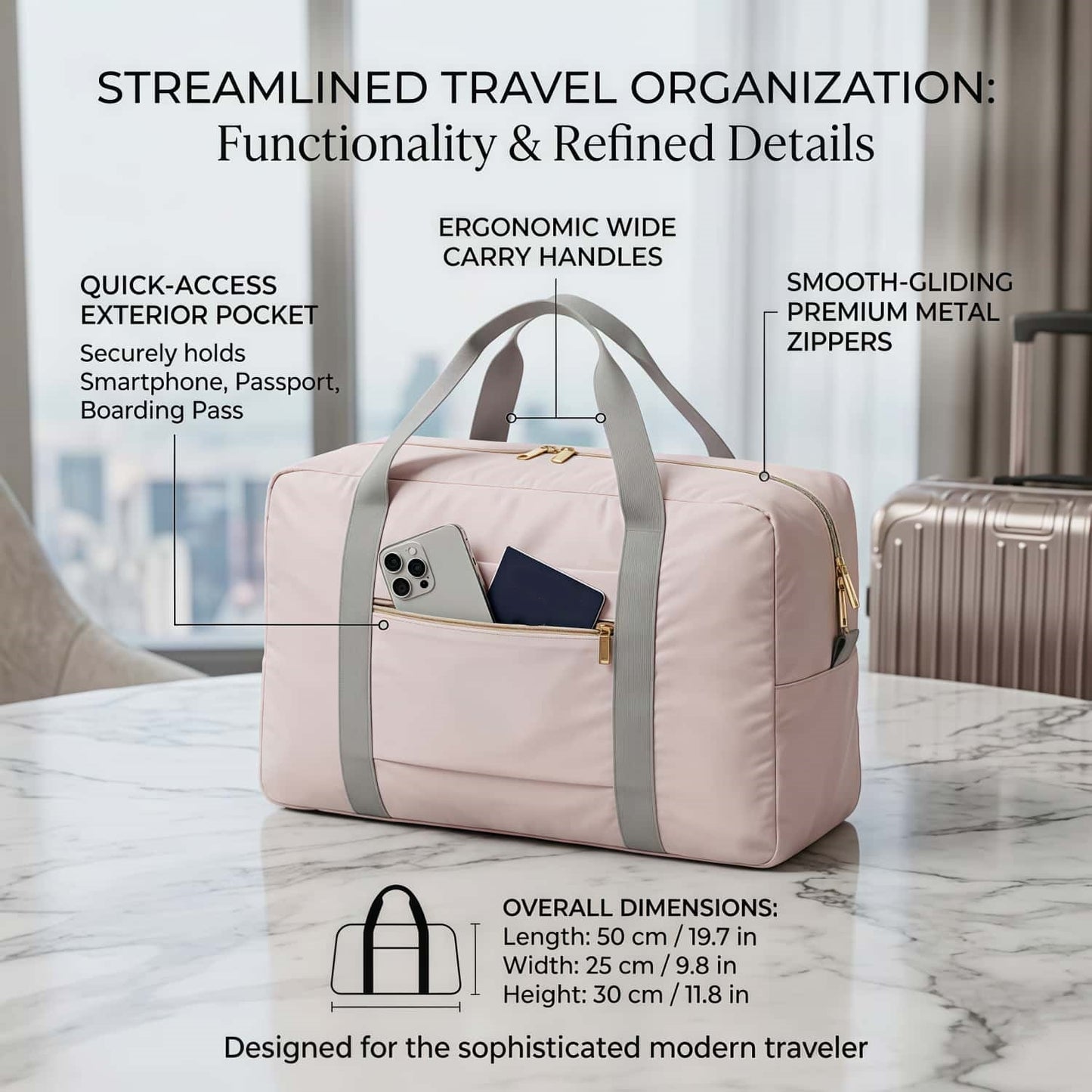 Water-Resistant Foldable Travel Duffel Bag - Carry-On Weekender Tote with Luggage Sleeve