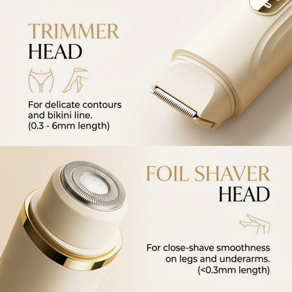 2-in-1 Women's Electric Shaver & Hair Trimmer - IPX7 Waterproof, Cordless, LED Display
