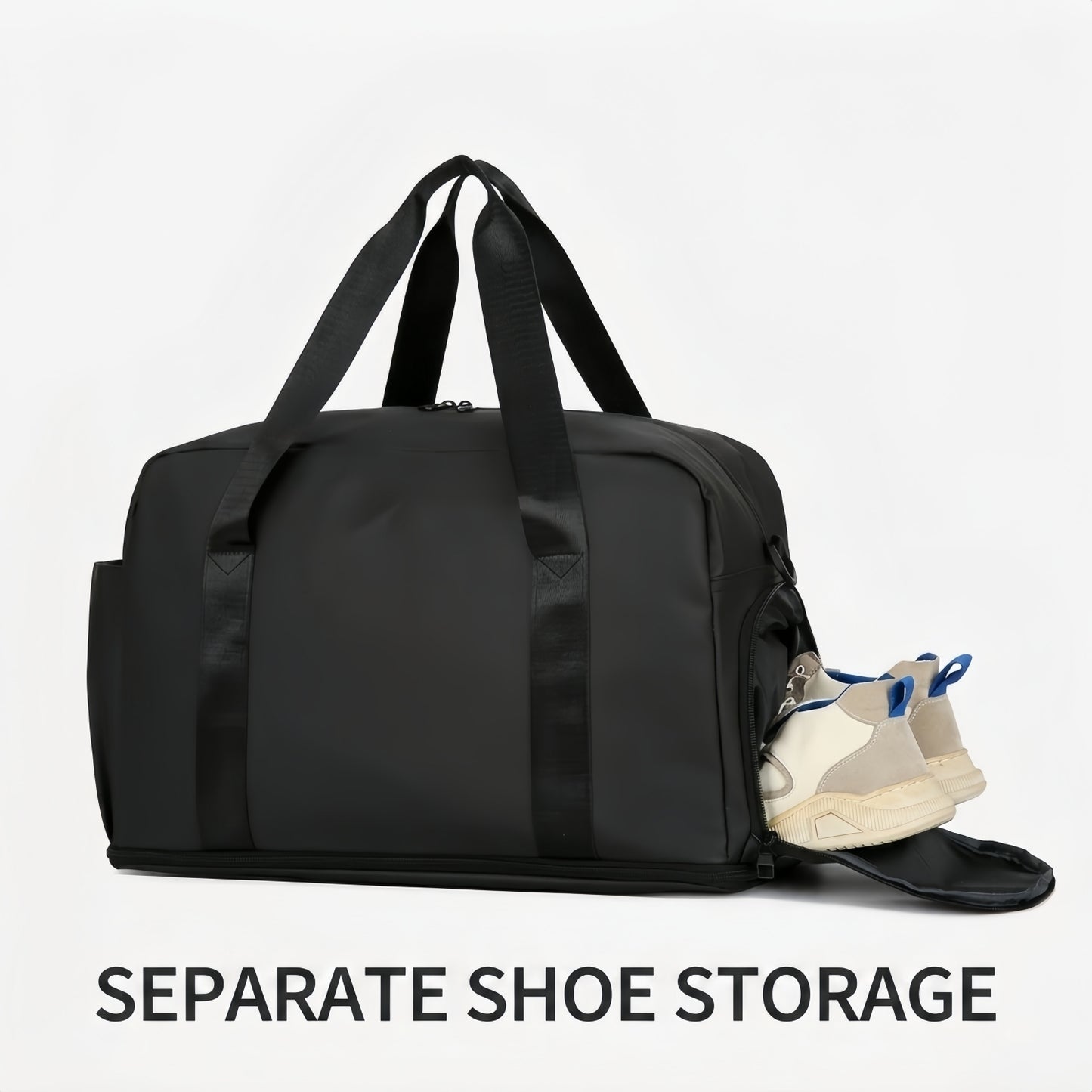 Expandable Travel Duffel Bag with Shoe Compartment and Wet Pocket - Water-Resistant Weekender Gym Bag