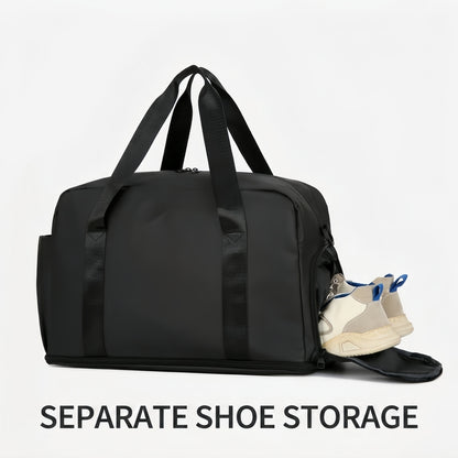 Expandable Travel Duffel Bag with Shoe Compartment and Wet Pocket - Water-Resistant Weekender Gym Bag