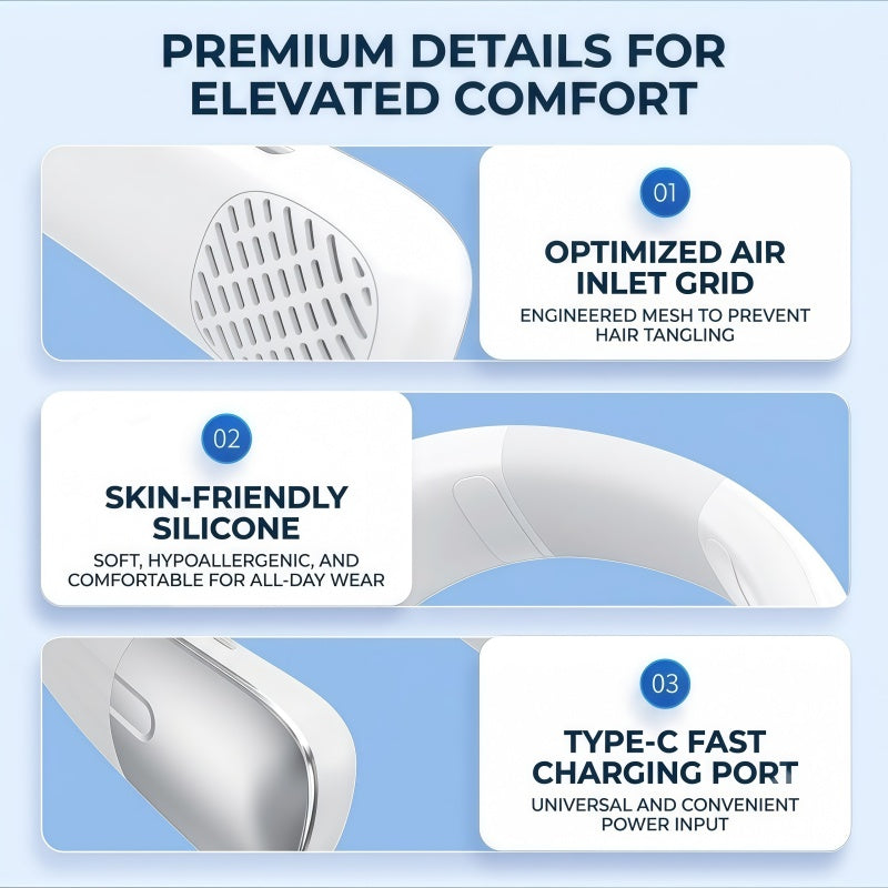 Portable Bladeless Neck Fan with Cooling Plate – 4000mAh Rechargeable Personal Neck Air Conditioner with LED Display & 100-Speed Airflow