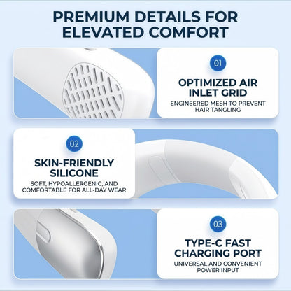 Portable Bladeless Neck Fan with Cooling Plate – 4000mAh Rechargeable Personal Neck Air Conditioner with LED Display & 100-Speed Airflow