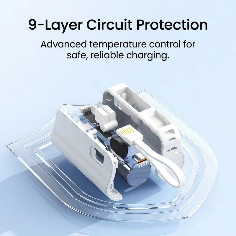 5000mAh Mini Portable Power Bank with Built-in Cables & Phone Stand
