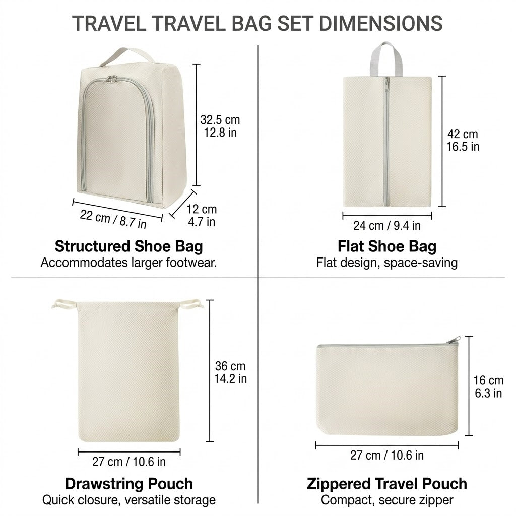 Compression Packing Cubes Set for Travel Luggage - Water-Repellent Organizers with Shoe Bags & Pouches