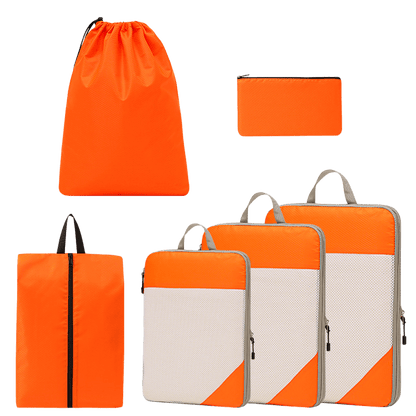 Compression Travel Packing Cubes & Organizer Set - Water-Resistant Ripstop Nylon