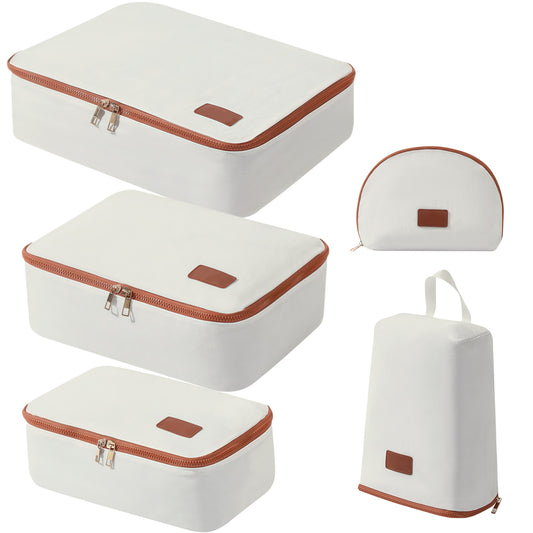 5-Piece Travel Packing Cube Set - Water-Resistant Luggage Organizer Bags with Shoe Bag