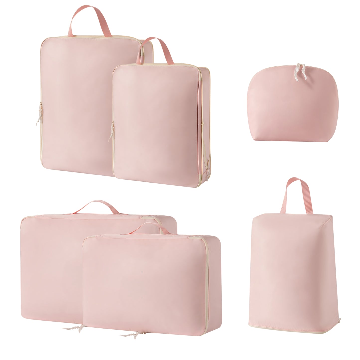 6-Piece Compression Packing Cubes Set for Travel Luggage - Water-Resistant Organizer Bags with Shoe and Cosmetic Pouch