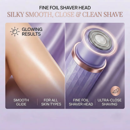 Women's 2-in-1 Electric Shaver & Hair Trimmer - IPX7 Waterproof, Cordless Wet/Dry Grooming Kit