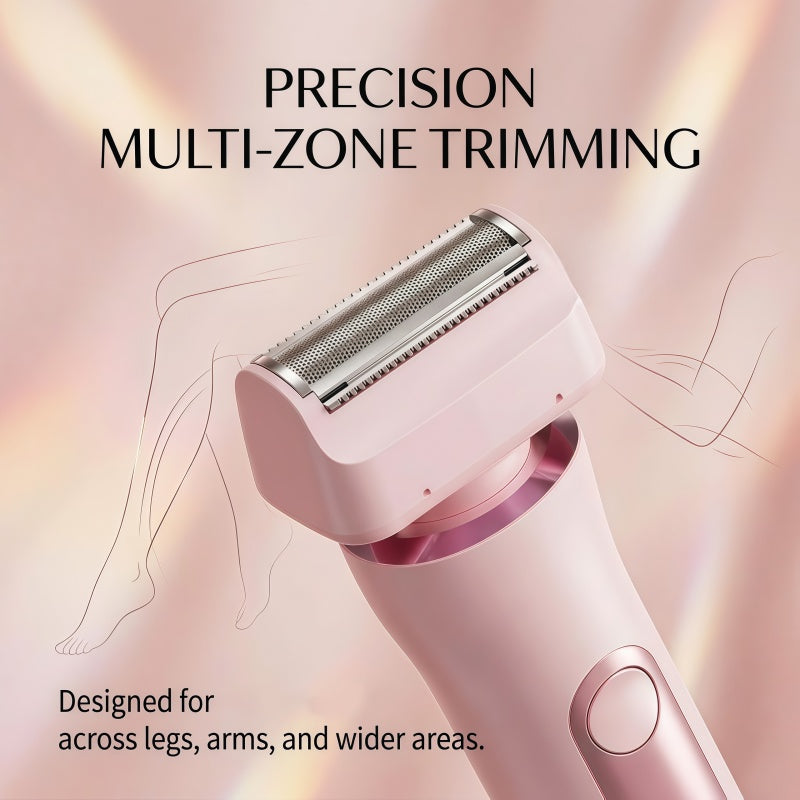 Women's 2-in-1 Electric Shaver & Body Trimmer - Dual Head, LED Display, USB-C Rechargeable, Pink