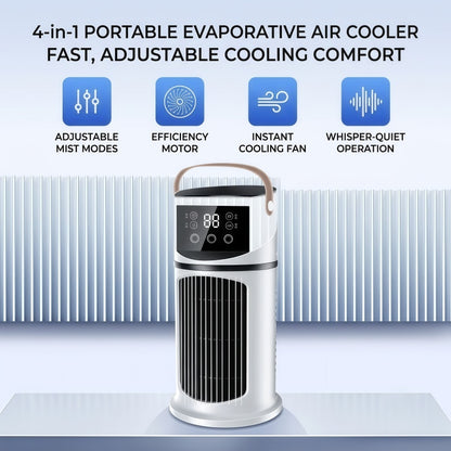 Portable Evaporative Air Cooler & Cool Mist Humidifier – Desk Tower Fan with 9 Speeds, Smart Touch Control & Night Light