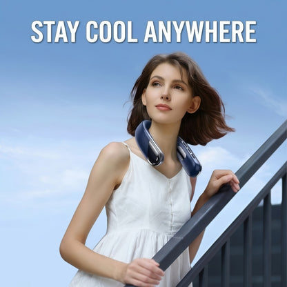 Portable Bladeless Neck Fan – 360° Cooling, 5-Speed Personal Wearable Fan with Smart LED Display & TEC Cooling Plate