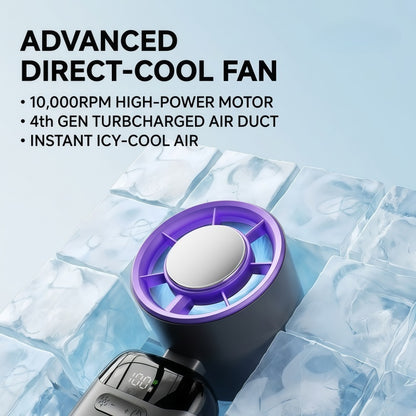 Portable Handheld Turbo Fan with Semiconductor Cooling Plate, 199 Stepless Speeds, 3000mAh Rechargeable Foldable Personal Desk Fan with LED Display