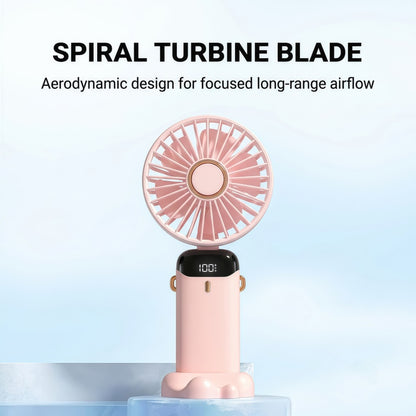Portable Handheld Fan – 10000mAh USB-C Rechargeable Mini Fan with Smart LED Display, 5 Speeds, 90° Foldable Neck & Aroma Diffuser