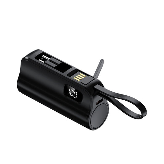 5000mAh Mini Portable Power Bank with Built-in Cables & Phone Stand