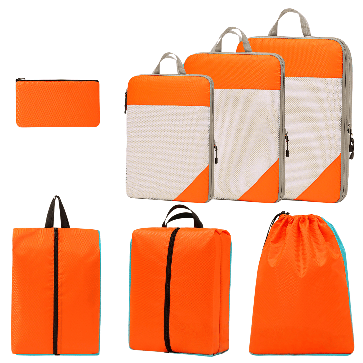 Compression Travel Packing Cubes & Organizer Set - Water-Resistant Ripstop Nylon