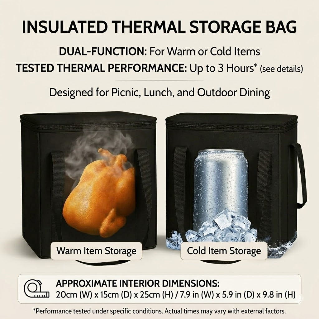 Heavy Duty Reusable Insulated Grocery Bag - Thermal Food Delivery Cooler Bag, Black