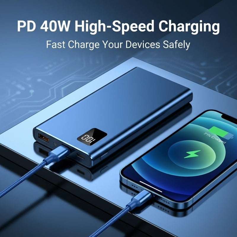 20,000mAh Portable Power Bank – 40W PD 3.0 & QC 3.0 Fast Charging External Battery Pack with Smart Digital Display
