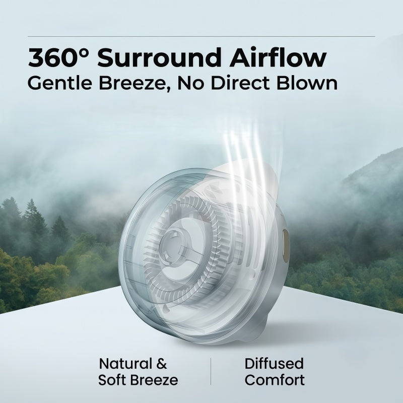 Portable Bladeless Clip-On Fan – 360° Airflow Personal Wearable Pocket Fan