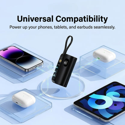 5000mAh Mini Portable Power Bank with Built-in Cables & Phone Stand