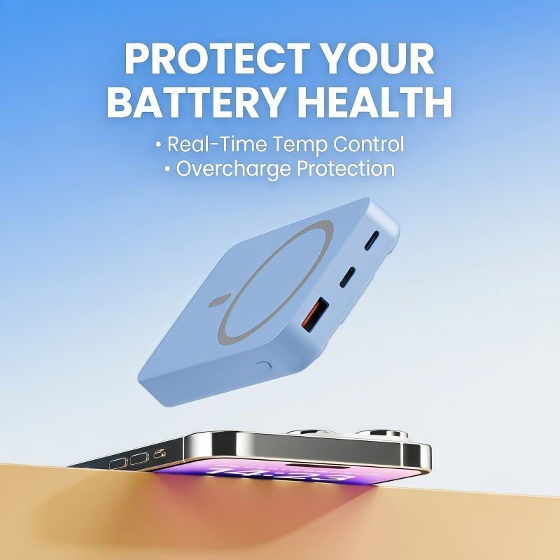 10000mAh Magnetic Power Bank with Built-in Cables & Foldable Kickstand – 22.5W Fast Charging Wireless Portable Charger
