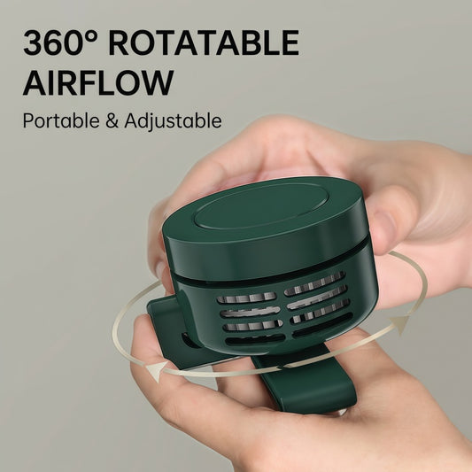 Portable Clip-On Personal Fan - Hands-Free Wearable Waist & Neck Cooling Fan, 3-Speed 360° Rotatable Rechargeable Airflow