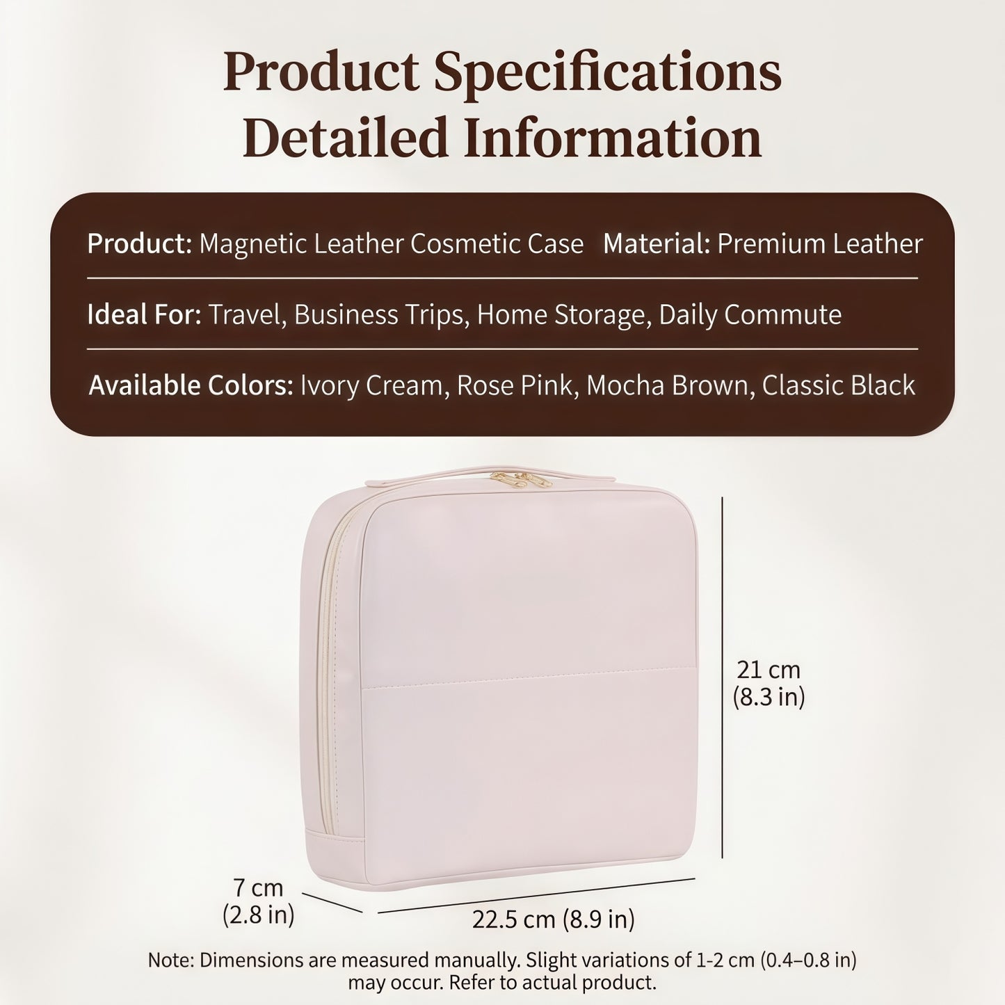 Premium Leather Travel Cosmetic Case with Magnetic Closure and Trolley Sleeve - Multi-Compartment Organizer