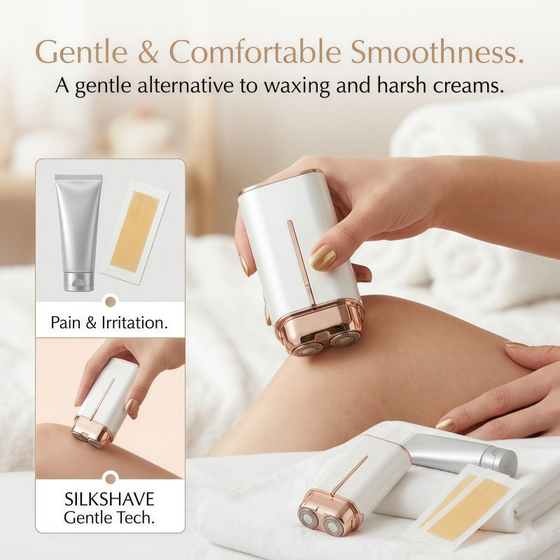 Electric Hair Remover for Women - Double Head Portable Shaver with LED Light & USB-C Charging - White & Rose Gold