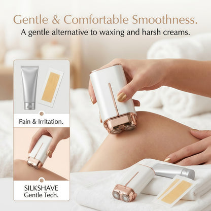 Electric Hair Remover for Women - Double Head Portable Shaver with LED Light & USB-C Charging - White & Rose Gold