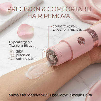 2-in-1 Women's Electric Shaver and Hair Trimmer with LED Display - Type-C Rechargeable