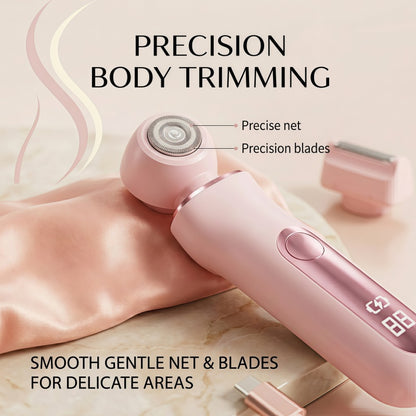 Women's 2-in-1 Electric Shaver & Body Trimmer - Dual Head, LED Display, USB-C Rechargeable, Pink