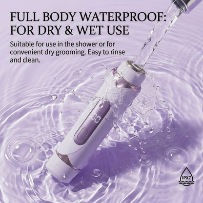 2-in-1 Electric Shaver for Women - IPX7 Waterproof Rechargeable Hair Trimmer with LED Display & Type-C Fast Charging
