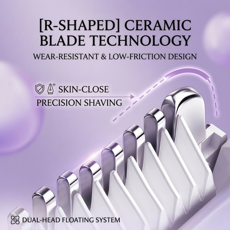 2-in-1 Cordless Women's Electric Shaver & Trimmer Set, IPX7 Waterproof, USB-C Rechargeable, Purple