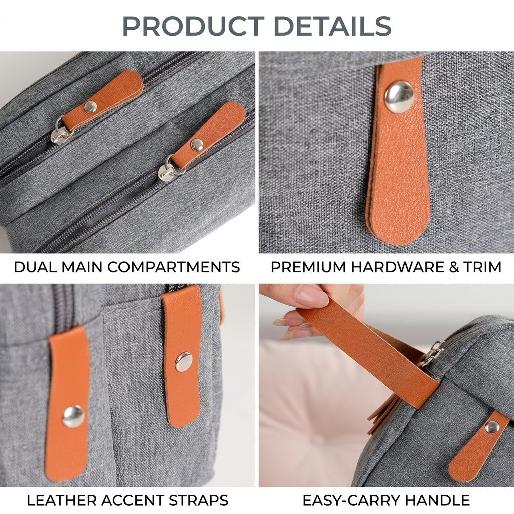 Water-Resistant Men's Toiletry Bag - Dual Compartment Travel Organizer & Dopp Kit