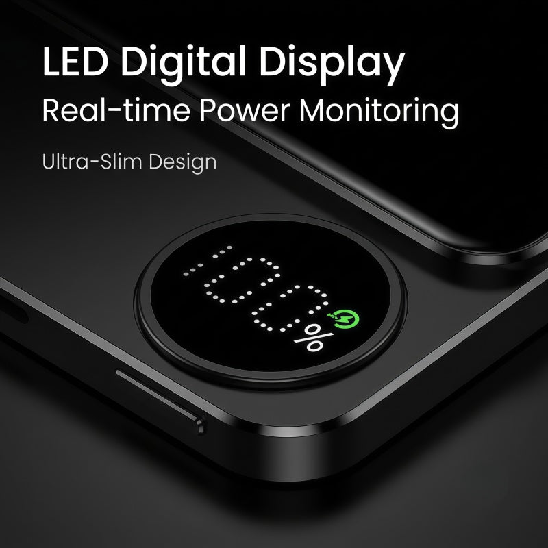 Ultra-Slim Magnetic Wireless Power Bank 15W Fast Charging PD 20W with Smart LED Display & Dual Input/Output Ports