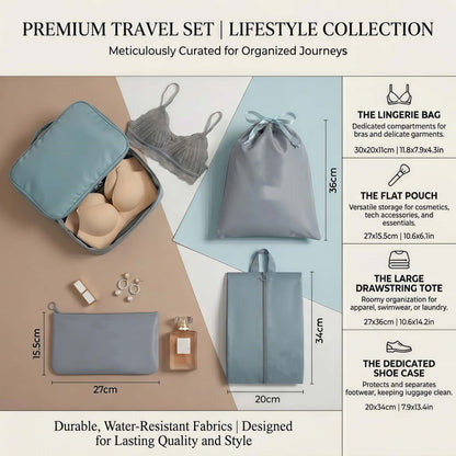 Water-Resistant Travel Packing Cubes Set - Luggage Organizers with Hanging Toiletry Bag & Shoe Pouches