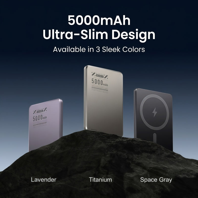 Ultra-Slim 5000mAh Magnetic Wireless Power Bank - 15W Wireless & 20W USB-C PD Fast Charging