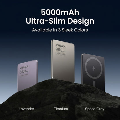 Ultra-Slim 5000mAh Magnetic Wireless Power Bank - 15W Wireless & 20W USB-C PD Fast Charging