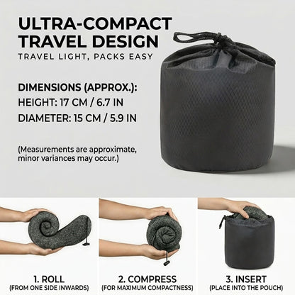 Ergonomic Memory Foam Travel Neck Pillow with Integrated Light-Blocking Hood & Compact Pouch