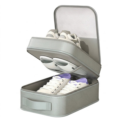 Dual-Layer Travel Shoe Organizer Bag - Water-Repellent Portable Packing Cube with Trolley Sleeve