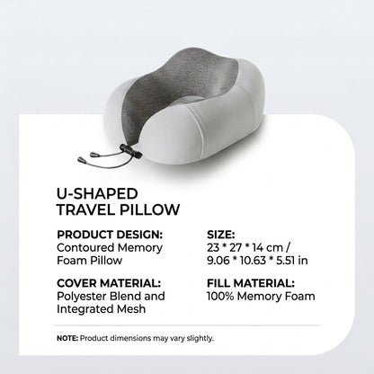 Ergonomic U-Shaped Memory Foam Travel Neck Pillow with Cooling Mesh and Carrying Case