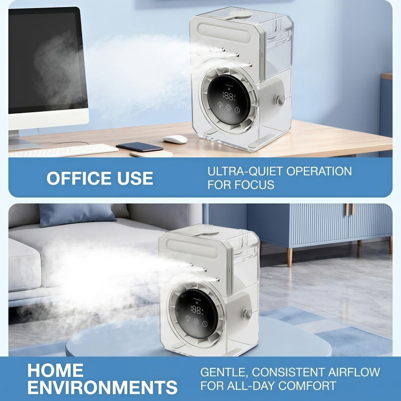Portable Desktop Air Cooler & Humidifier – 500ml Top-Fill Tank, 100 Speed Stepless Adjustment