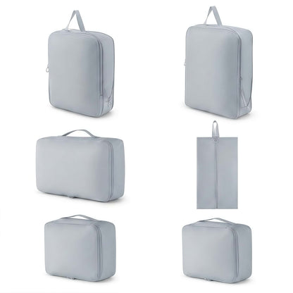 6-Piece Compression Packing Cubes Set - Water-Resistant Travel Luggage Organizers with Shoe Bag