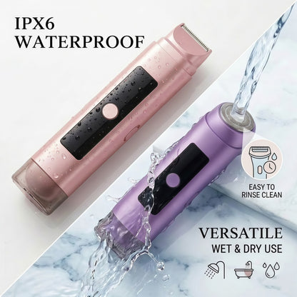 2-in-1 Women's Electric Shaver and Bikini Trimmer - IPX6 Waterproof Wet/Dry Razor with LED Display & Type-C Charging