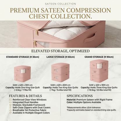 Multi-Layer Compressible Fabric Storage Bag with Air Valve and Window for Blankets Quilts, Multiple Sizes