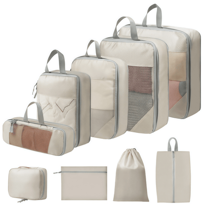Travel Compression Packing Cubes Set - Water-Resistant Ripstop Luggage Organizers