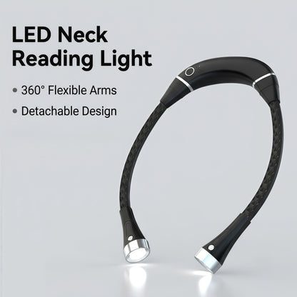 Rechargeable LED Neck Reading Light – Hands-Free Flexible Book Light with 3 Color Modes & Power Bank