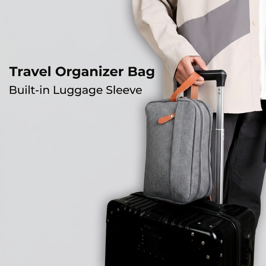 Water-Resistant Men's Toiletry Bag - Dual Compartment Travel Organizer & Dopp Kit